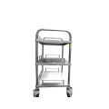 Hospital Stainless Steel Clinic Furniture Medicine Treatment Trolley with Three Shelves